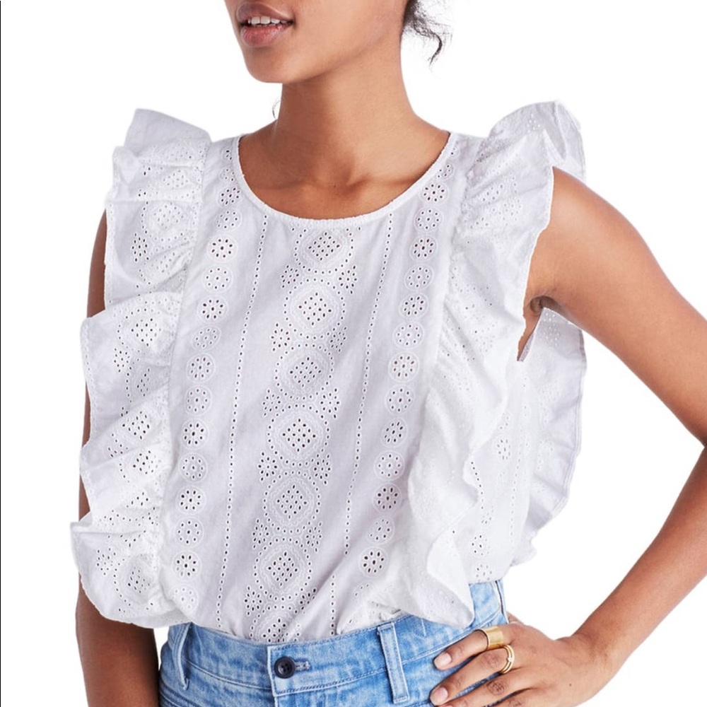 Madewell eyelet white blouse small